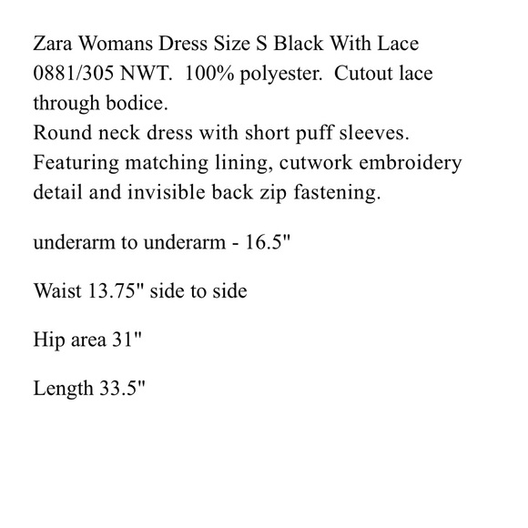 Zara Black Lace and Embroidery Puff Sleeve Dress - Picture 7 of 7